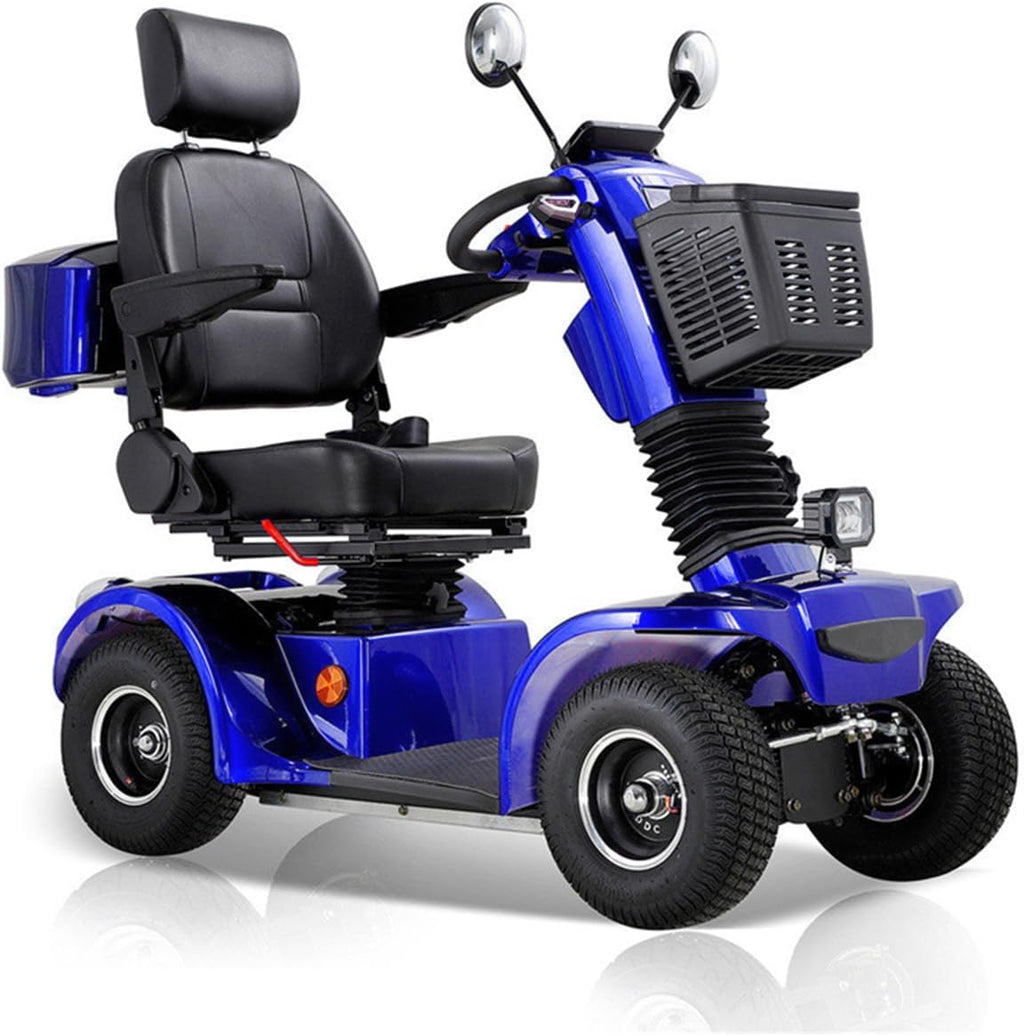 All Terrain Mobility Scooter for Seniors,Heavy-Duty 4 Wheel Mobility Scooters Mobility Scooter,Handicap Scooters for Adults with 3-Speed Travel Long (Blue)