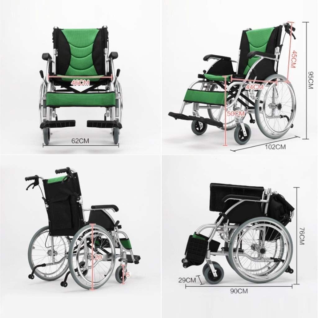 Wheelchair Thicken Aluminum Alloy Manual, Fold Light Elderly/Disabled Portable Trolley Scooter Transport Walker,Portable