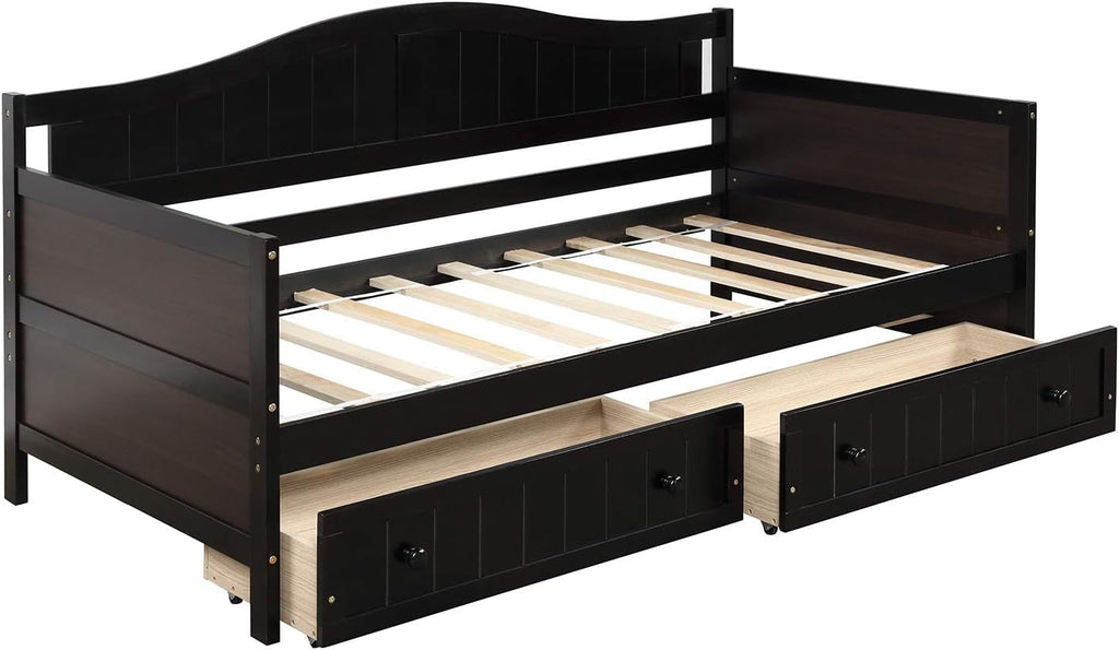Harper & Bright Designs Wood Daybed with Storage Drawers, Twin Daybed Sofa Bed Frame for Bedroom, Guest Room, Living Room