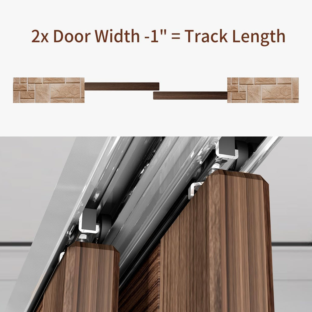 Heavy Duty Bypass Sliding Closet Door Track Hardware 60', 5FT Aluminium Pocket Door Track Rail Set, Smoothly and Quietly, for 2 Door System