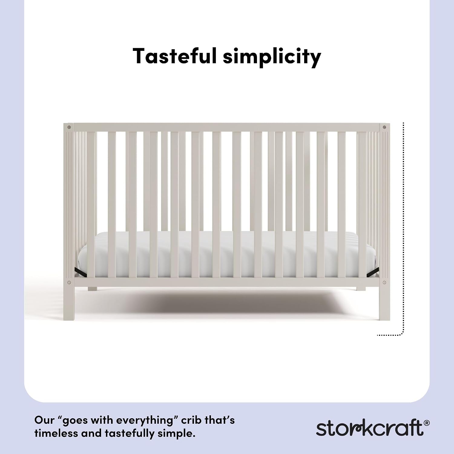 Storkcraft Morningside 5-in-1 Convertible Crib – GREENGUARD Gold Certified, Fits Standard Crib Mattress, Converts to Toddler Bed, Daybed and Full Bed, 4 Adjustable Mattress Heights (Frosted Oat)