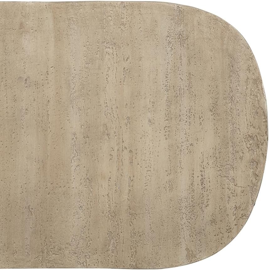 Oval Coffee Table, 36'*24'*15'Cream Cement Modern Center Table Side Accent End for Living Room