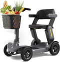 Glashow S3 Folding Mobility Scooter for Seniors & Adults – 4-Wheel All-Terrain Electric Scooter, 25 Mile Range, 6 MPH, 265 lb Capacity, Reverse, LED Lights & Basket – Gray