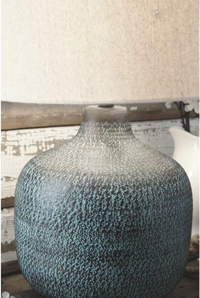 Signature Design by Ashley Malthace 24.5' Metal Accent Table Lamp, Beige, Copper, Blue & Bronze