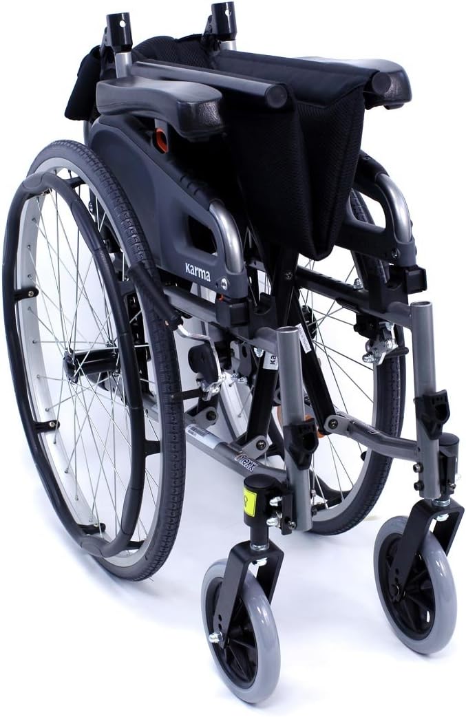 Karman Flexx Ultra Lightweight Wheelchair, 18' X 16', Black Frame | Fully Adjustable, Quick Release Rear Wheel Axle, Folding Backrest