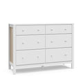 Storkcraft Horizon 6 Drawer Dresser (White with Driftwood) – GREENGUARD Gold Certified Dresser for Nursery & Kids' Room, Modern Storage with Interlocking Drawer System