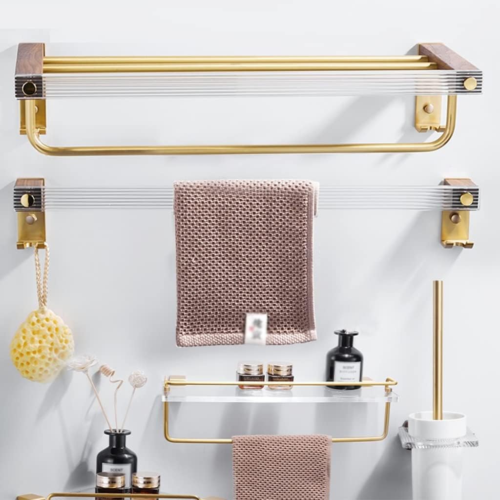 Towel Bars Acrylic Bar, Light Solid Wood Bathroom Accessory Set, Wall Mounted Accessories Kit Hardware(Bath Towel Rack)