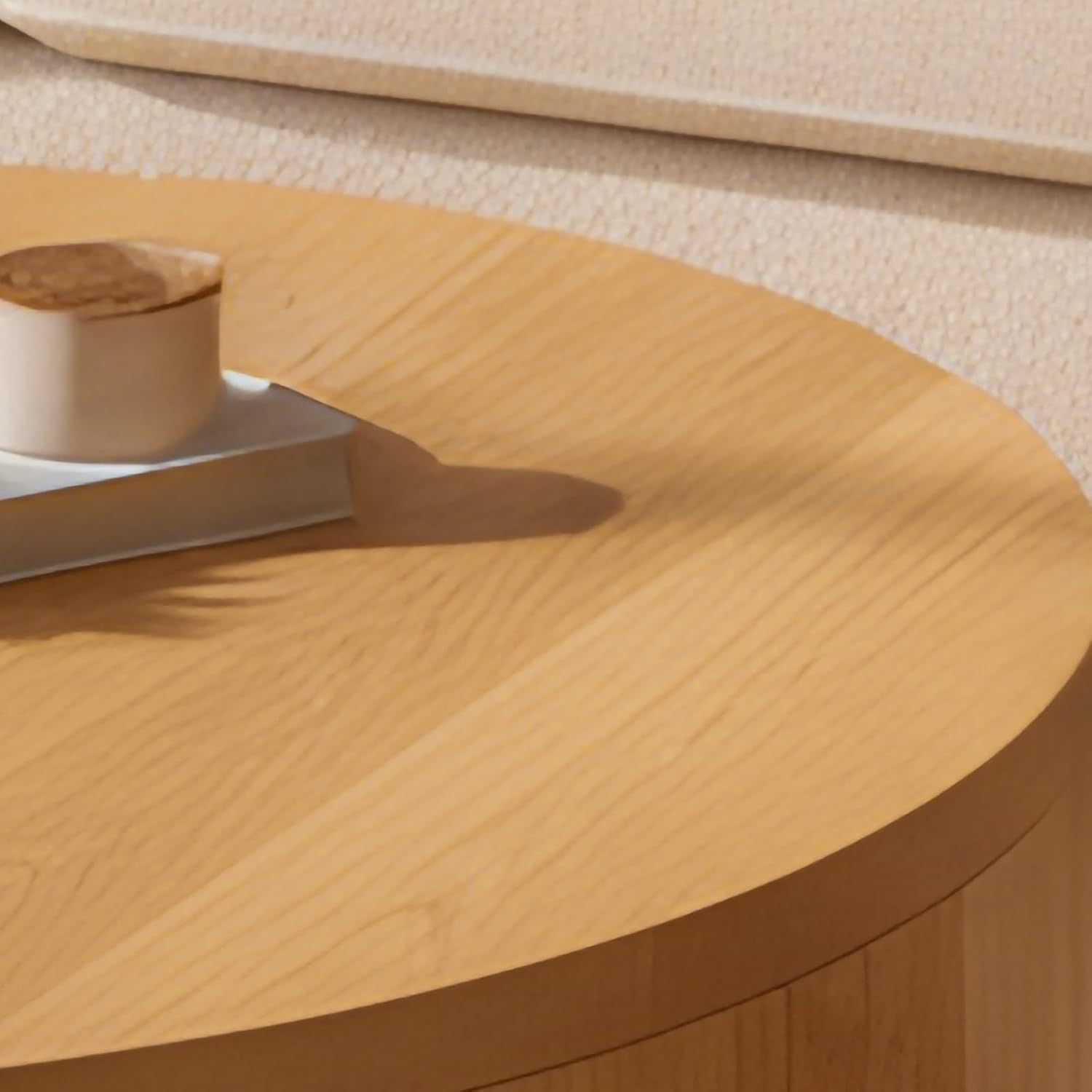 Round Coffee Table Set of 2, Nesting Coffee Tables with Storage, Living Room Table Set, Modern Wood Center Table for Living Room, Apartment, 31.5' & 18' Accent Table Set, Natural