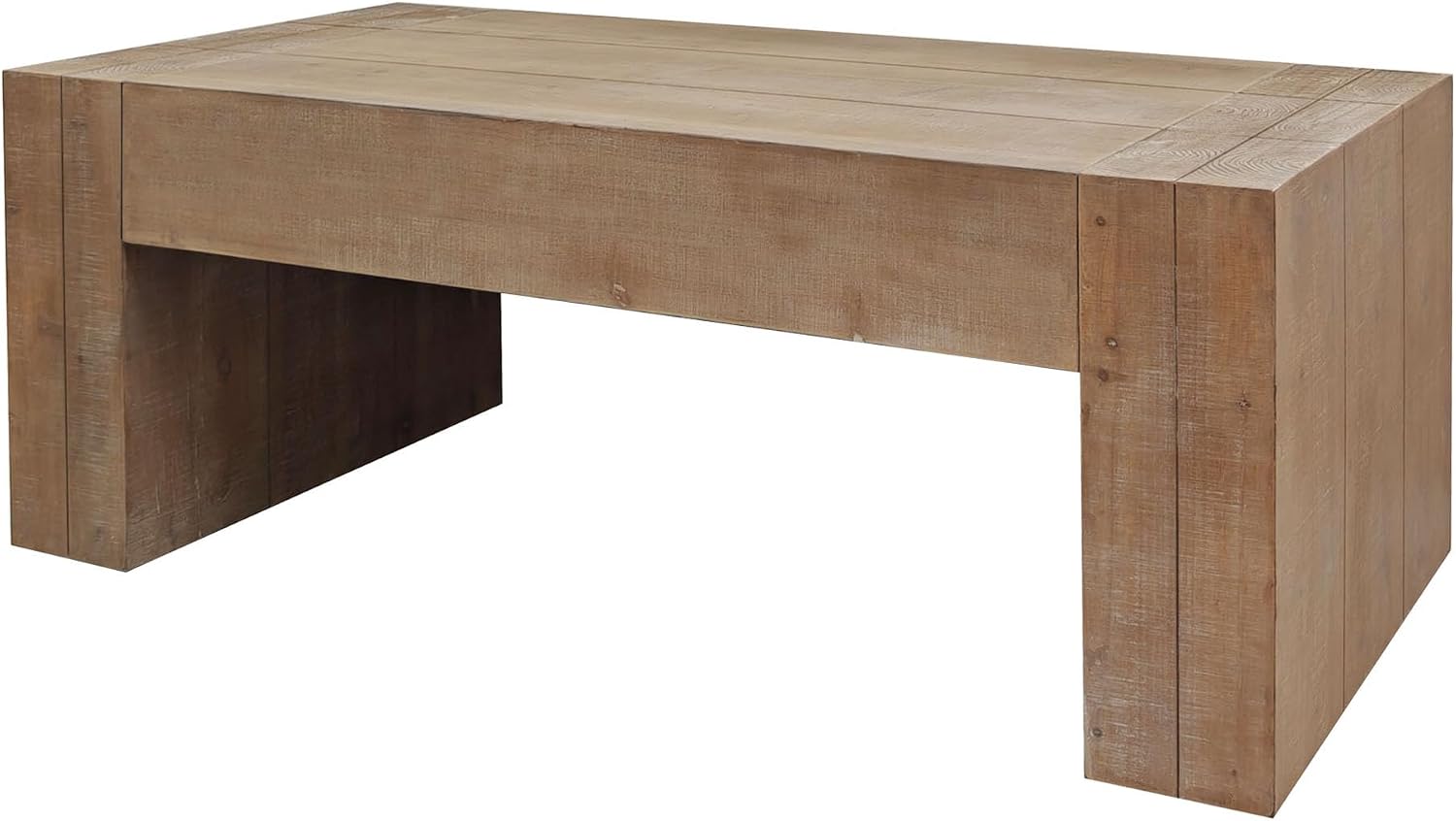 SSLine Antique Wood Coffee Table Farmhouse 49.4' Rectangular Cocktail Center Table for Living Room Thicken Fir Wood Table Top Coffee Table (Distressed Brown)