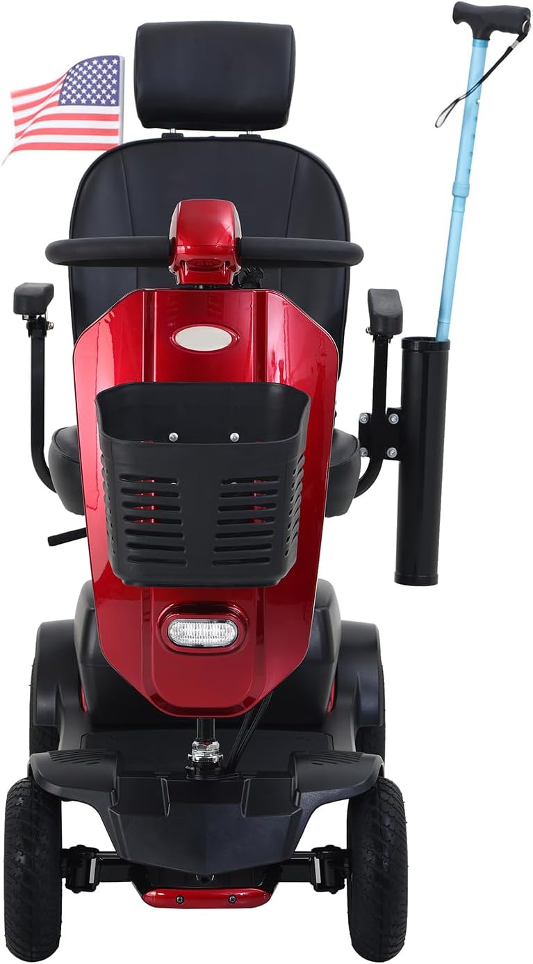 Mobility Scooters for Seniors & Adults 400 Lb Weight Foldable,All-Terrain Heavy Duty 4 Wheel Powered Scooter,Portable Disability Mobile Electric Wheelchair with Comfort Seat,15Miles,5MPH,red
