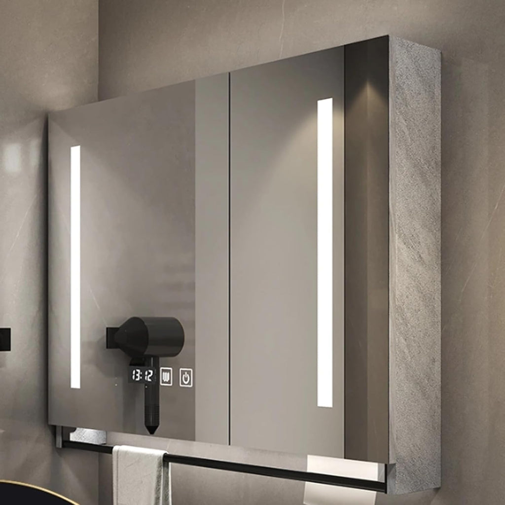 Smart medicine cabinet with mirror and led lights,bathroom vanity mirror with storage,One-click defogging,Rectangular Medicine Cabinets with Towels Bar,Medicine Cabinet Wall Mounted Touch Switch ( Col