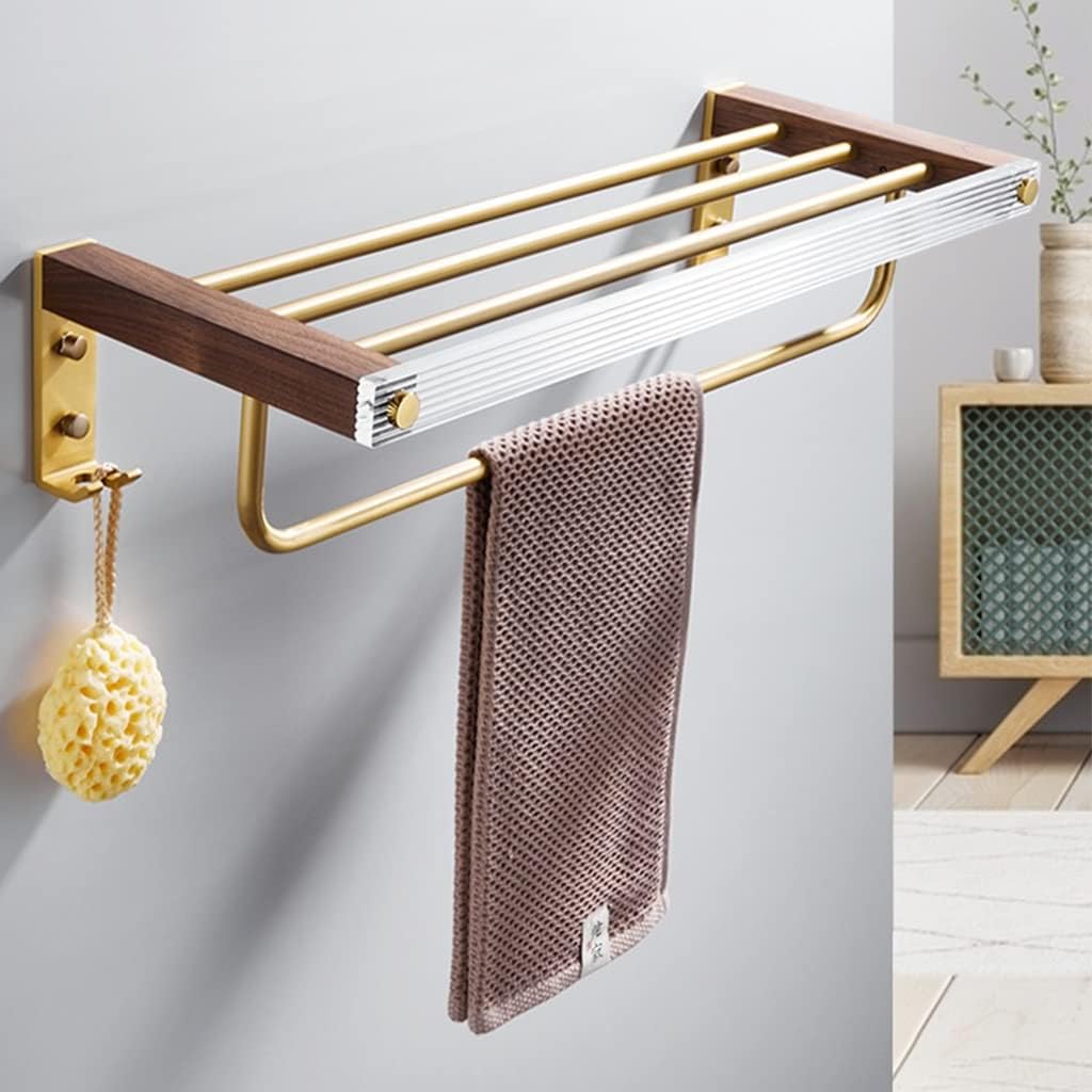 Towel Bars Acrylic Bar, Light Solid Wood Bathroom Accessory Set, Wall Mounted Accessories Kit Hardware(Bath Towel Rack)