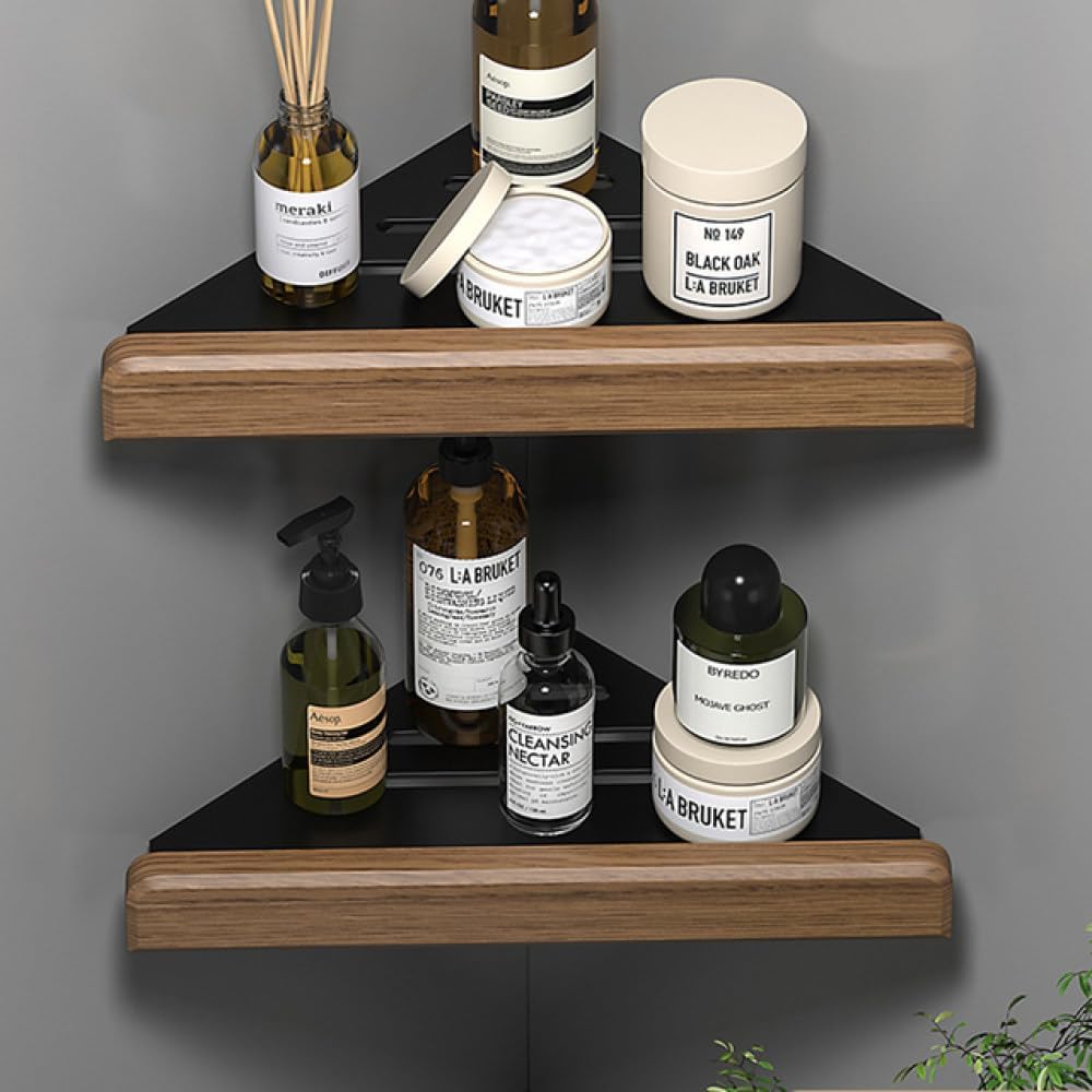 Bathroom Hardware Set Black Wood Bath Accessories Wall Mounted Towel Rack Towel Bar Toilet Brush Towel Hooks Paper Holder,H