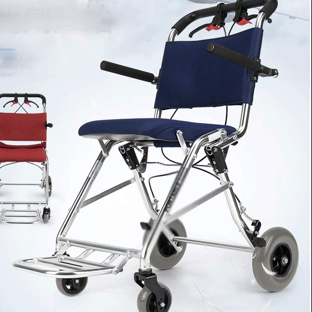 Wheelchair, Aviation Titanium Alloy Wheelchair Folding Folding Scooter for The Elderly Disabled Portable Cart, Folding Size: 530 430 600 Mm