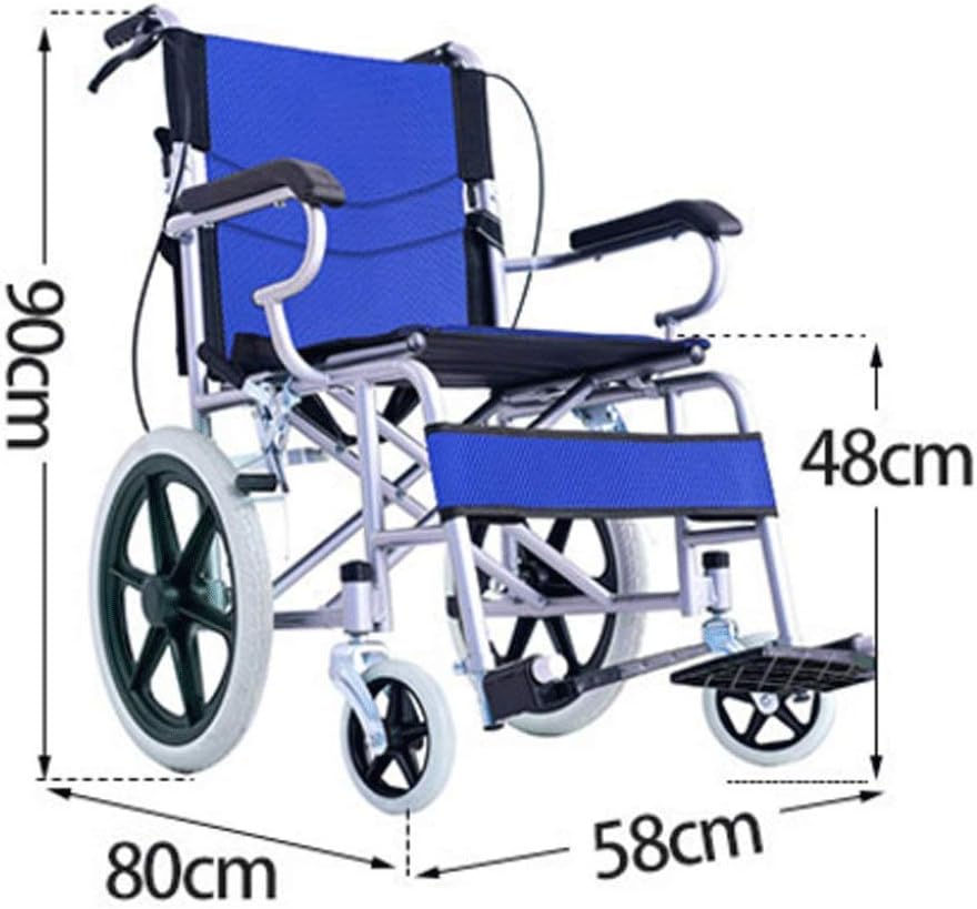 Wheelchair,Thick Aluminum Alloy Manual Wheelchair Folding Lightweight Elderly Disabled Elderly Portable Push Scooter, Aluminum Alloy