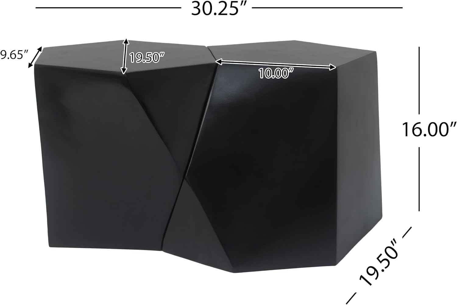 Merax Modern Mgo Coffee Table Set, 2 Piece Geometric Side Table Includes 1 Pentagon-Topped Table & 1 Hexagon-Topped Table for Living Room Office, Black