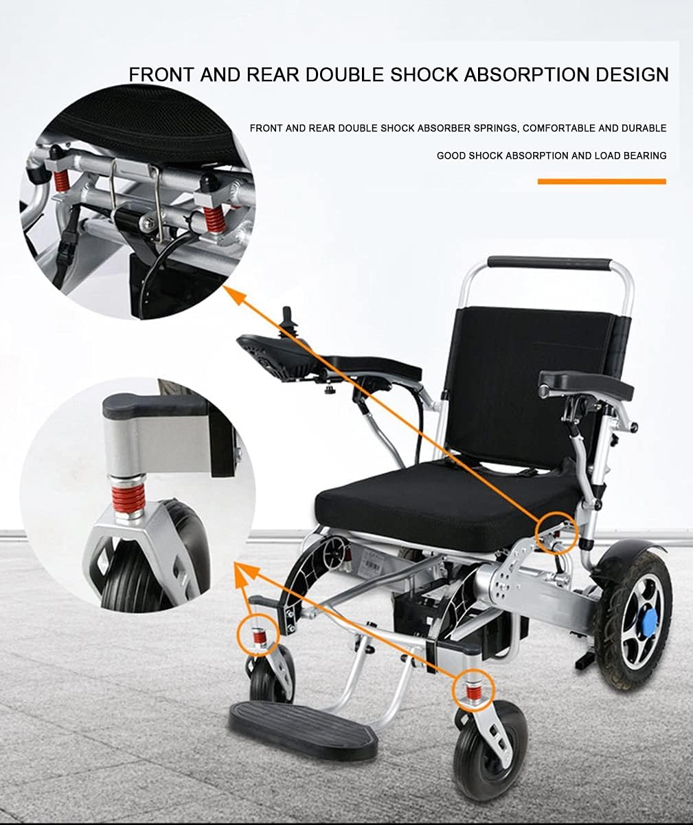 Wheelchairs for Adults, Electric Wheelchair Electric Wheelchair Lightweight Folding Wheelchair Scooter for The Elderly with Disabilities Aluminum Alloy Frame Lithium Battery (White)