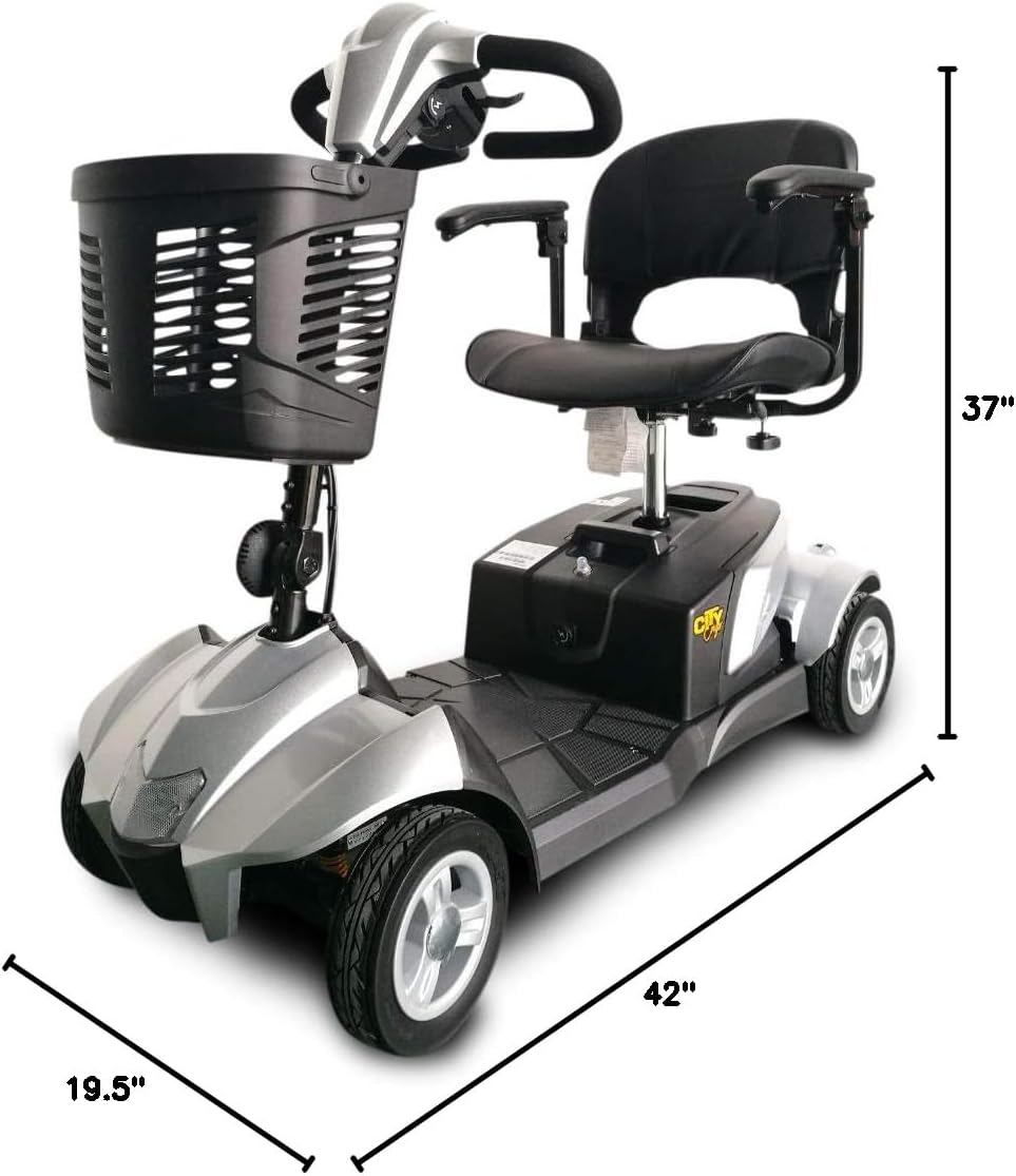 Ev Rider CityCruzer 4 Wheels Transportable Mobility Scooter, Silver