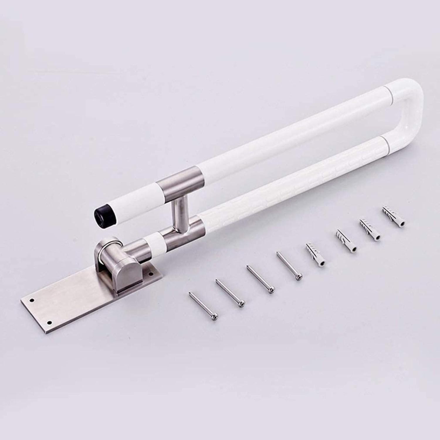 Bath Handle Towel Rail Safety Toilet Grab Bar Handicap Commode Handrail Support Foldable Non-Slip Bathroom Hand Disability Aid and Elderly Assistance (Color : White)