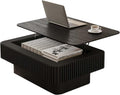 Lift Top Coffee Table with Storage, Solid Wood Coffee Table with Adjustable Height, Fluted Center Table Accent Tea Table for Living Room, Apartment, Office (38.6' Black)