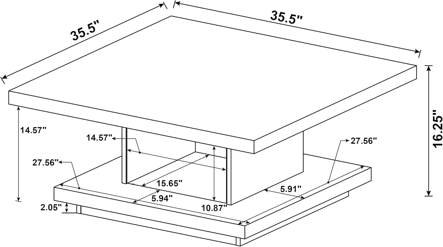 Coaster Home Furnishings - Reston - 41-Inch Square Engineered Wood Coffee Table with Cappuccino Finish, Geometric Design, Scratch-Resistant Laminate Veneer - Living Room - Cappuccino - 705168