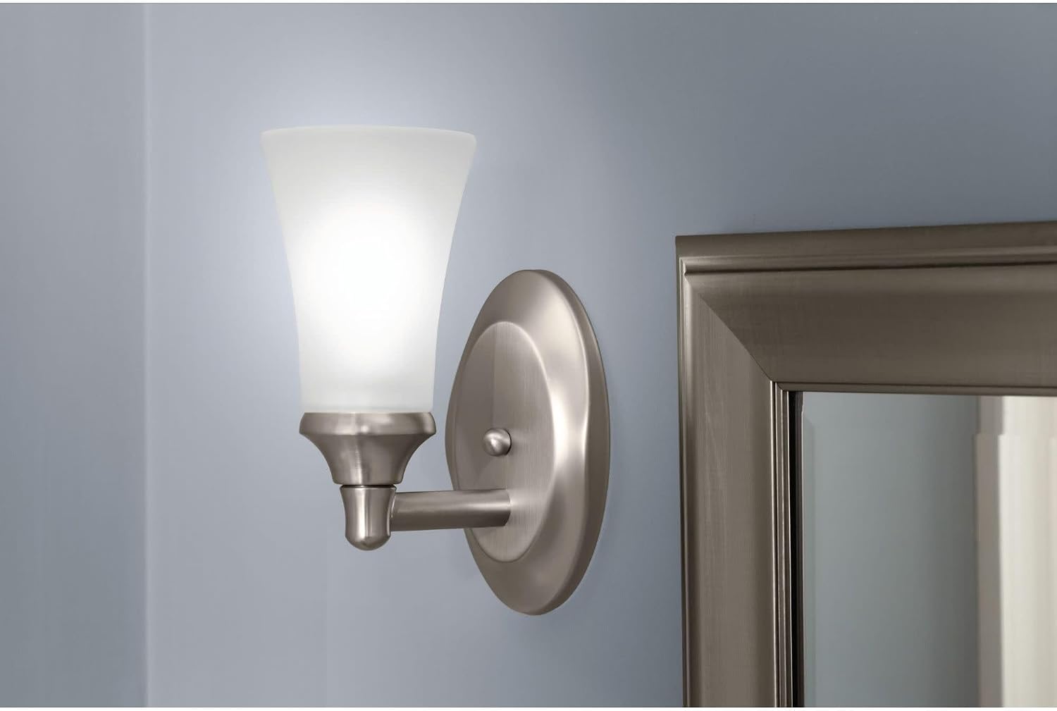 Moen YB2861ORB Eva 1-Light Dual-Mount Bath Bathroom Vanity Fixture with Frosted Glass, Oil Rubbed Bronze