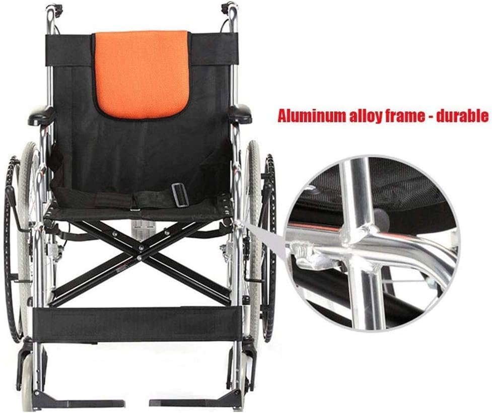 Wheelchair,Wheelchair Folding Lightweight Old-Fashioned Double-Brake Elderly Scooter Elderly Helper Trolley, Stainless Steel
