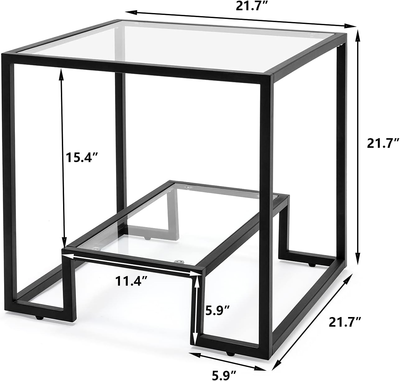 Simple Modern Glass 3-Piece Table Set, Includes Coffee Table and 2 End Tables, Black