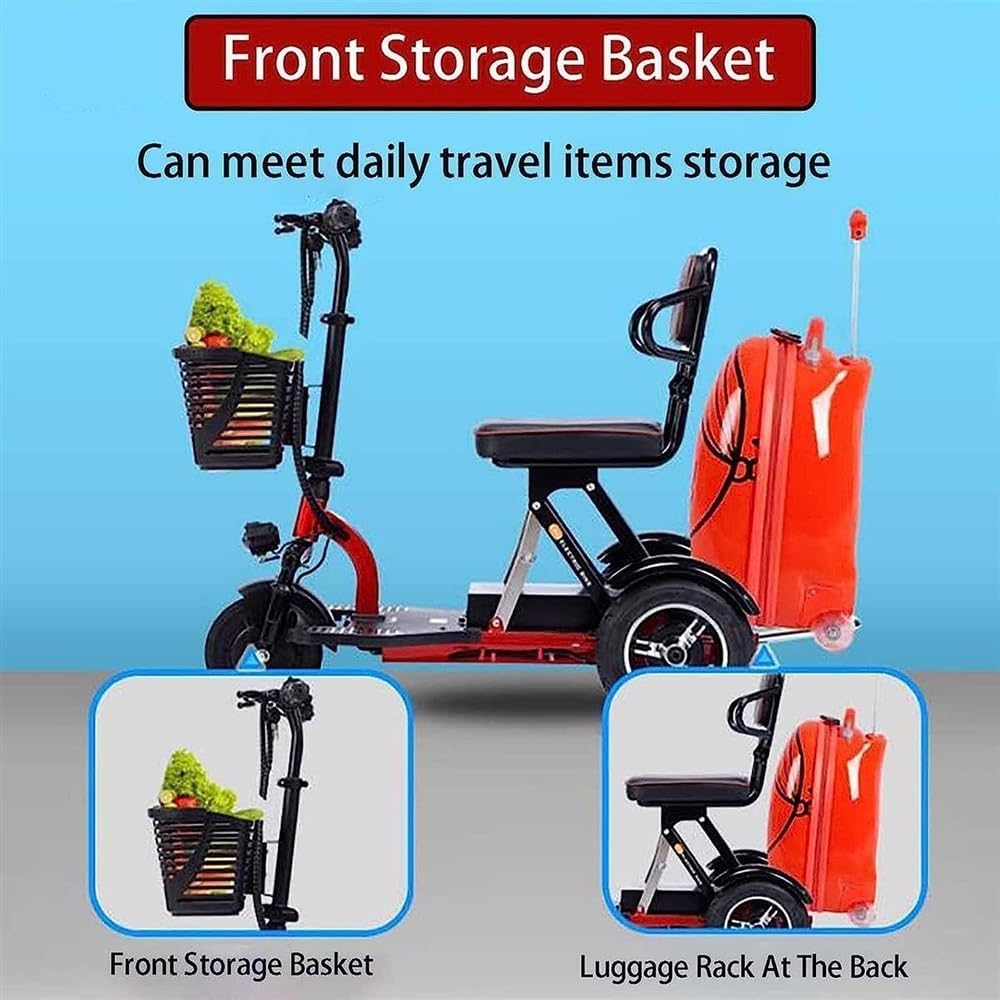 Mobility Scooter Electric, Foldable Lightweight 3-Wheel Mobility Scooter Mobility Scooters Adults with Seat for Adults Elderly Travel Friendly - Ultra Lightweight