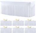 Besutolife 6 Pack White Spandex Tablecloth for 8ft Rectangle Tables Fitted Table Cloth Stretch Table Covers Skirt 8ft Rectangular Tablecloths for Banquet Parties Wedding Decorations