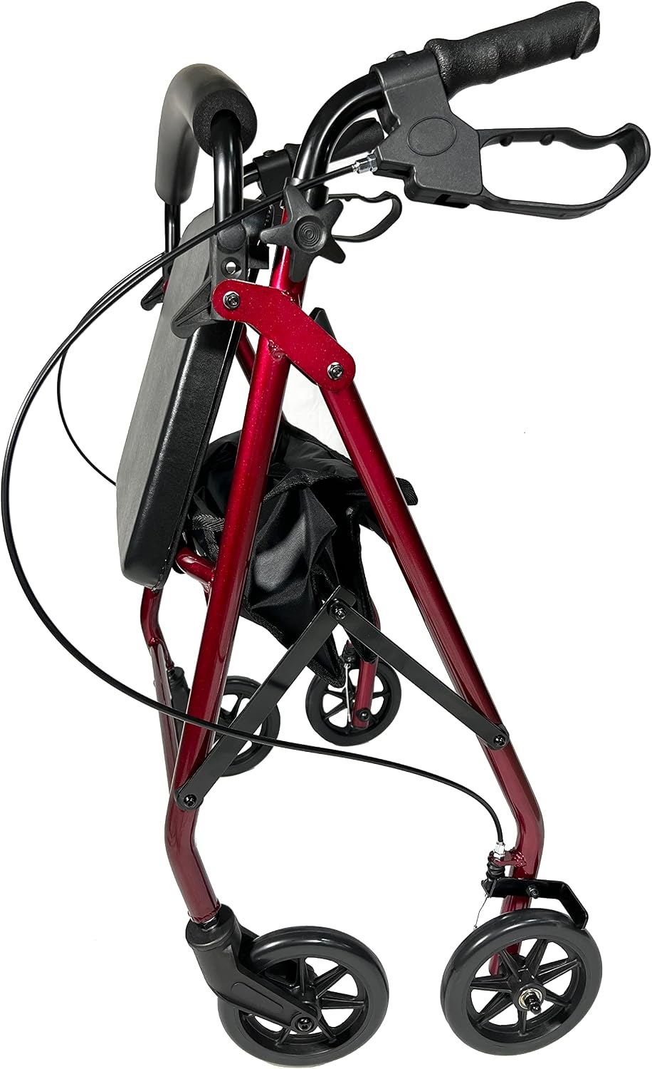 Pursonic Rollator Walker with Seat, Premium Lightweight Aluminum,4 Wheels, Supports up to 300 lbs, Padded Seat, Handlebars, Arthritic-Friendly Loop Brakes,Foldable, Soft Tires for Indoor & Outdoor