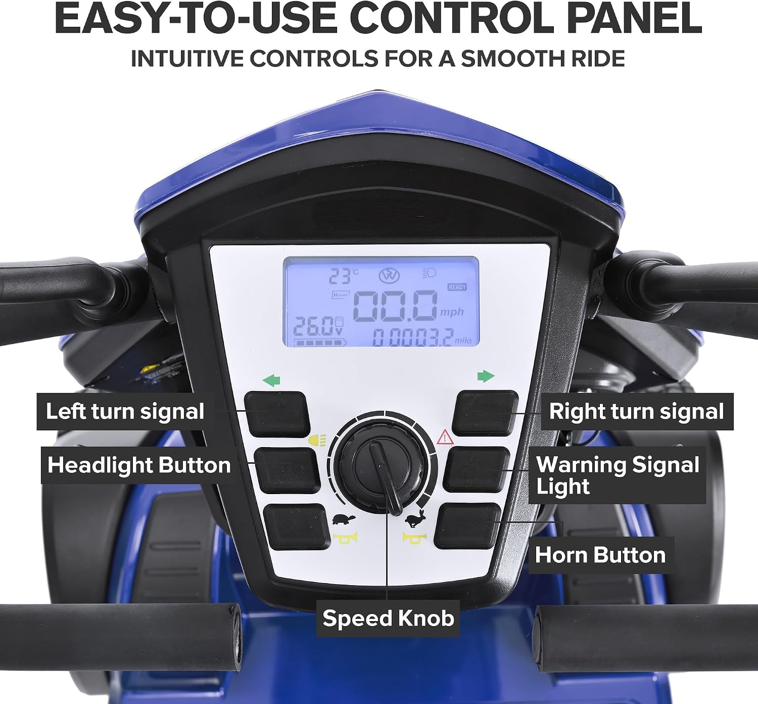 Mobility Scooters for Seniors & Adults 500 Lb Weight Foldable,Heavy Duty 4 Wheel Powered Scooter,Portable Disability Electric Wheelchair,500W Motor,52AH Battery,25 Miles Range,Rear Basket,Blue
