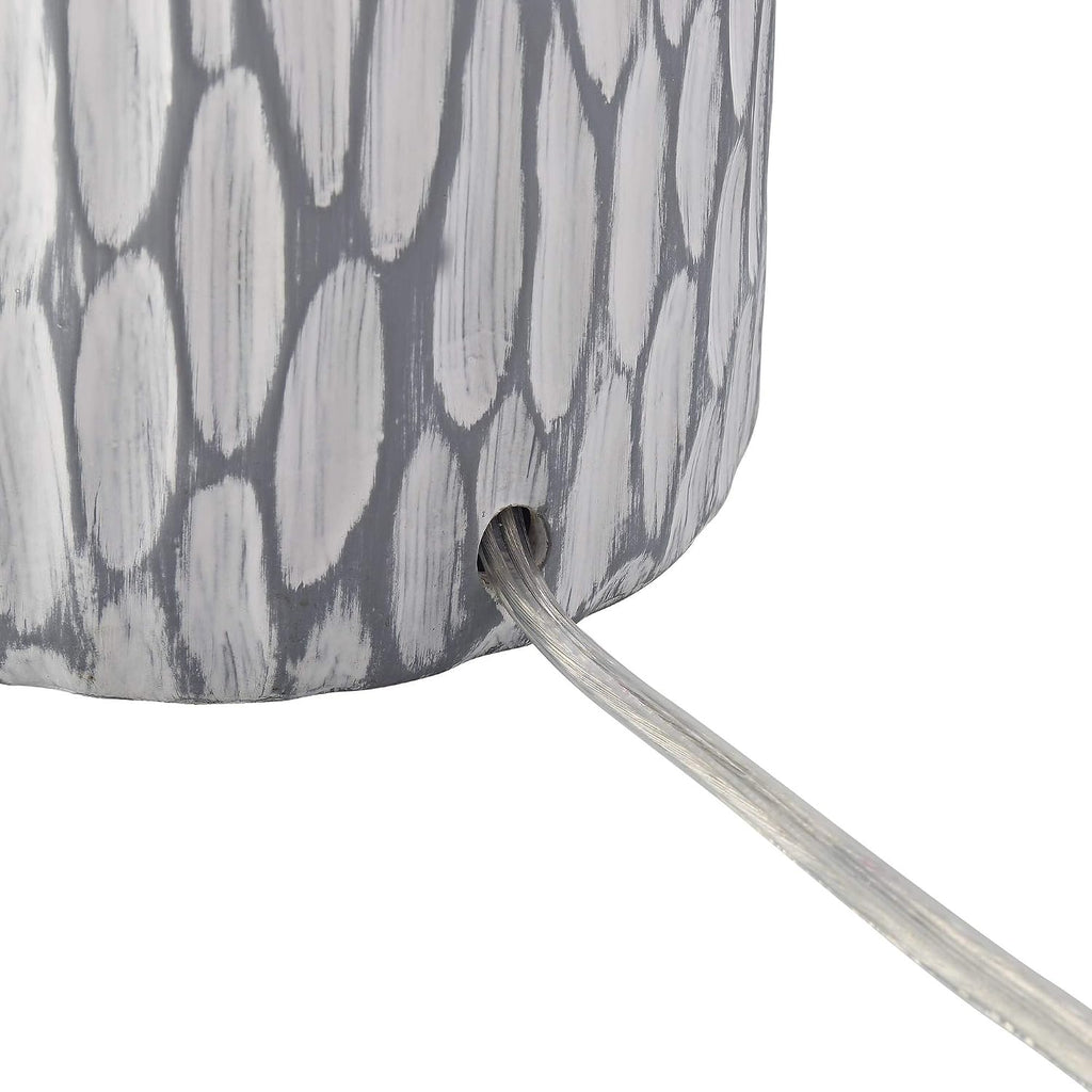 360 Lighting Patrick Modern Coastal Modern Table Lamp 26 1/4' High with USB Dimmer Whitewash Gray Ceramic White Drum Shade for Bedroom Living Room House Desk Bedside Nightstand Office Family