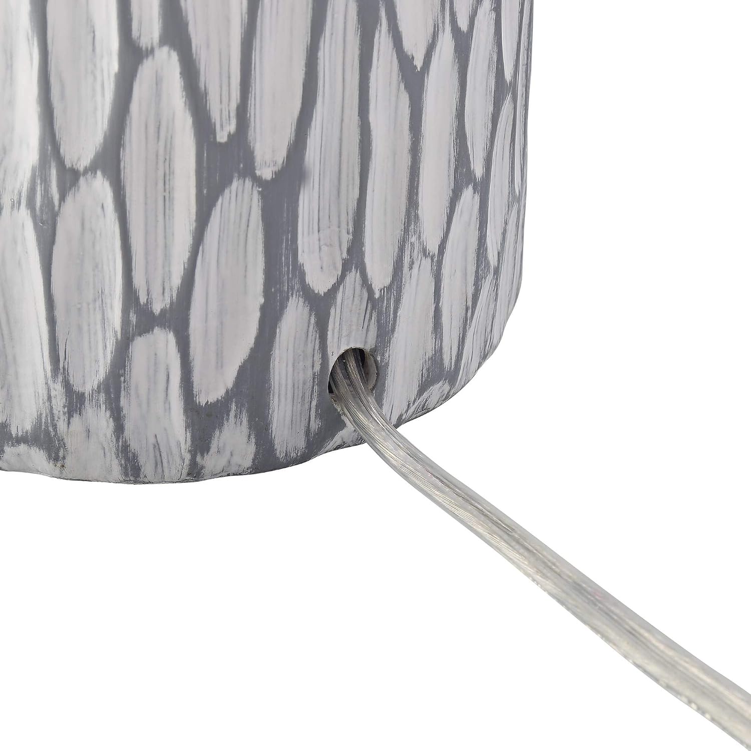 360 Lighting Patrick Modern Coastal Modern Table Lamp 26 1/4' High with USB Dimmer Whitewash Gray Ceramic White Drum Shade for Bedroom Living Room House Desk Bedside Nightstand Office Family