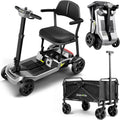 SCOOTNGO Mobility Scooters for Seniors, 4 Wheel Foldable Lightweight Airline Approved Mobility Scooter for Adults, Dual Batteries, Portable, No Assembly Needed (Silver Grey, with Folding Trailer)