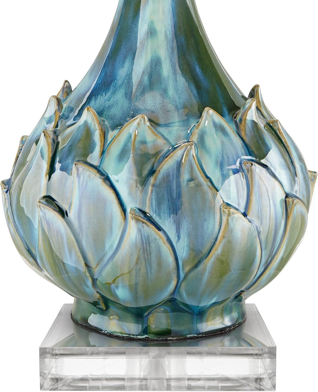 Possini Euro Design Kenya Modern Tropical Table Lamp with Riser 31' Tall Blue Green Ceramic Beige Linen Drum Shade for Living Room Bedroom House Bedside Home Office Entryway (Color May Vary)
