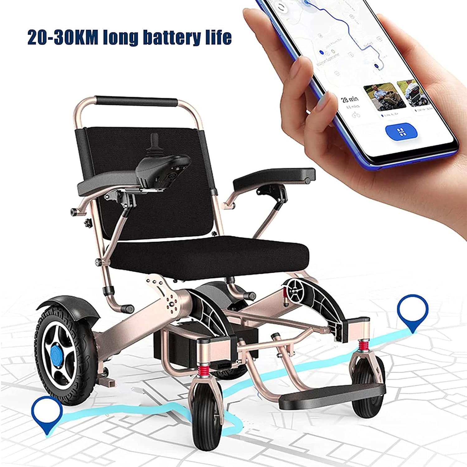 Electric Wheelchairs Lightweight Foldable Intelligent Automatic Electric Scooter for Elderly with Inconvenient Legs,Disabled