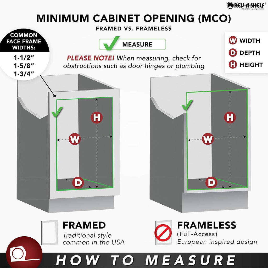 Rev-A-Shelf Pullout Filler for Between Base Kitchen Cabinets, Wooden Pantry Storage Shelves for 6' W x 30' H Opening, New Install Only, 432-BF-6C