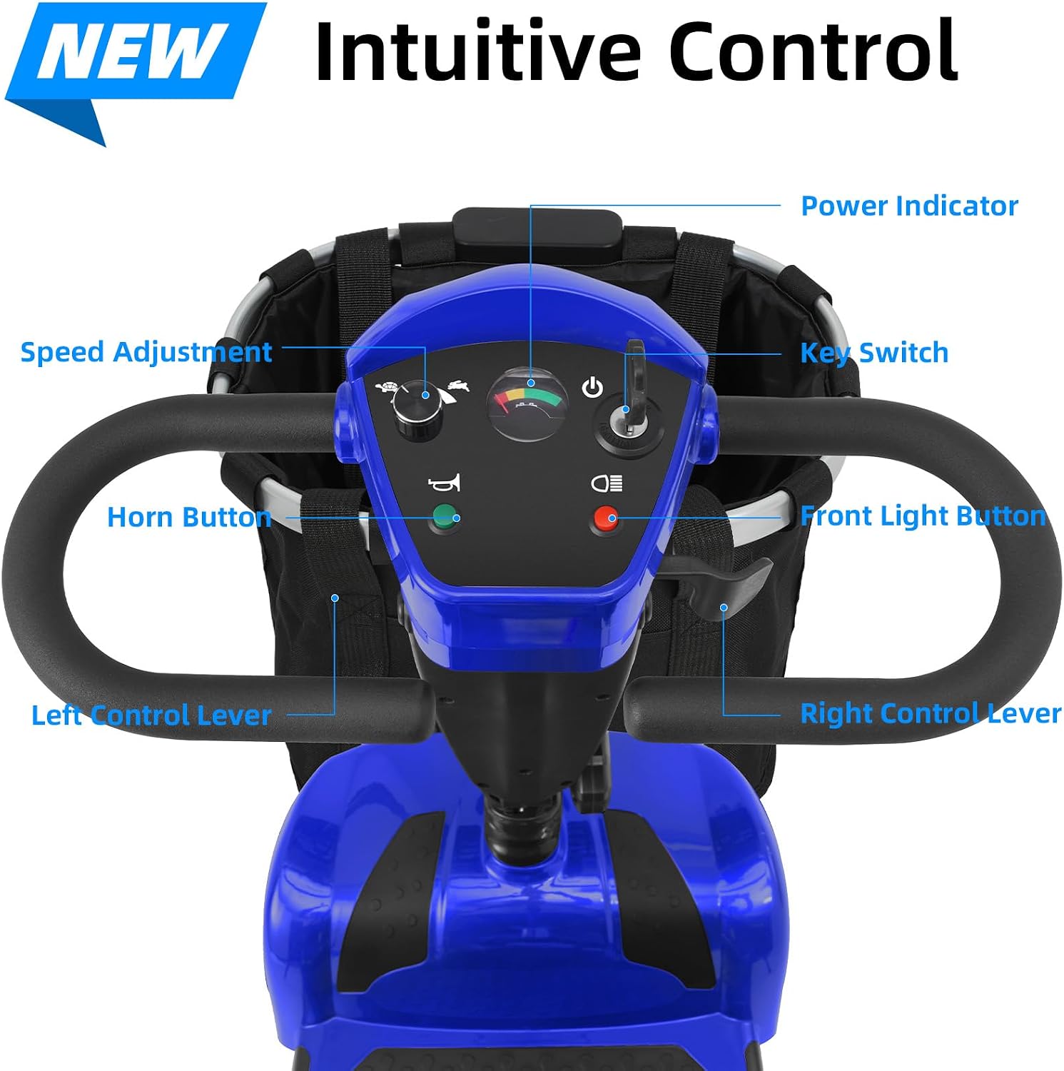45 Miles 4 Wheels Mobility Scooter for Seniors/Adults Up to 300LBS,350W Electric Wheelchair Detachable Lithium Battery,Dual Baskets,Rotating Seat,with Taillight, USB Charging, Blue