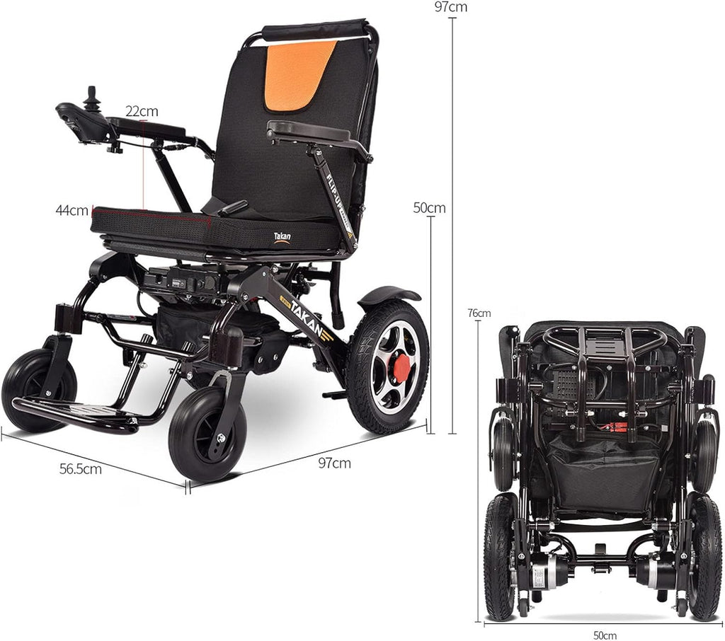 Lightweight Fold Electric Wheelchair Portable Wheel Chair Open/Fast-fold Compact Electric Chair 5-Speed Adjustment for Hemiplegia Paraplegia (Color : Black)