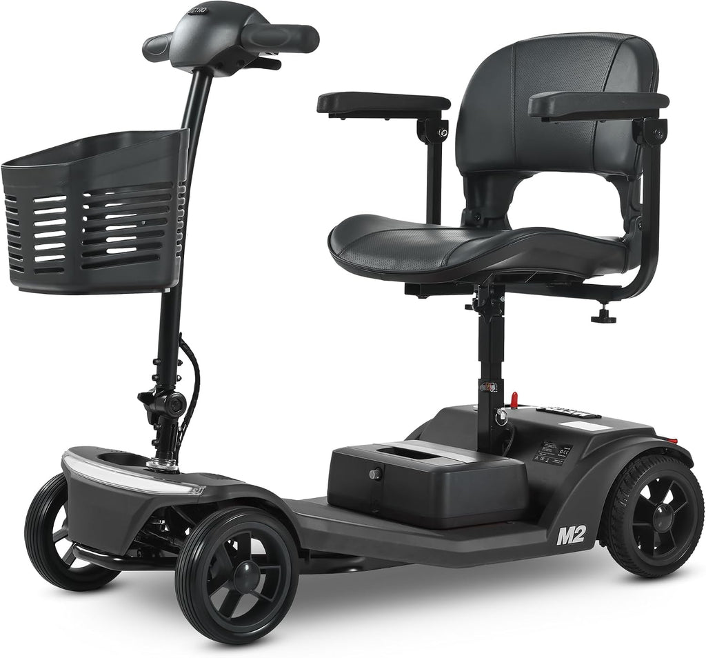 Mobility Scooters for Seniors & Adults 350 Lb Weight Foldable,All-Terrain 4-Wheel Powered Scooter,Lightweight Foldable Disability Electric Wheelchair,Front Rear Led Lights with Basket,Black