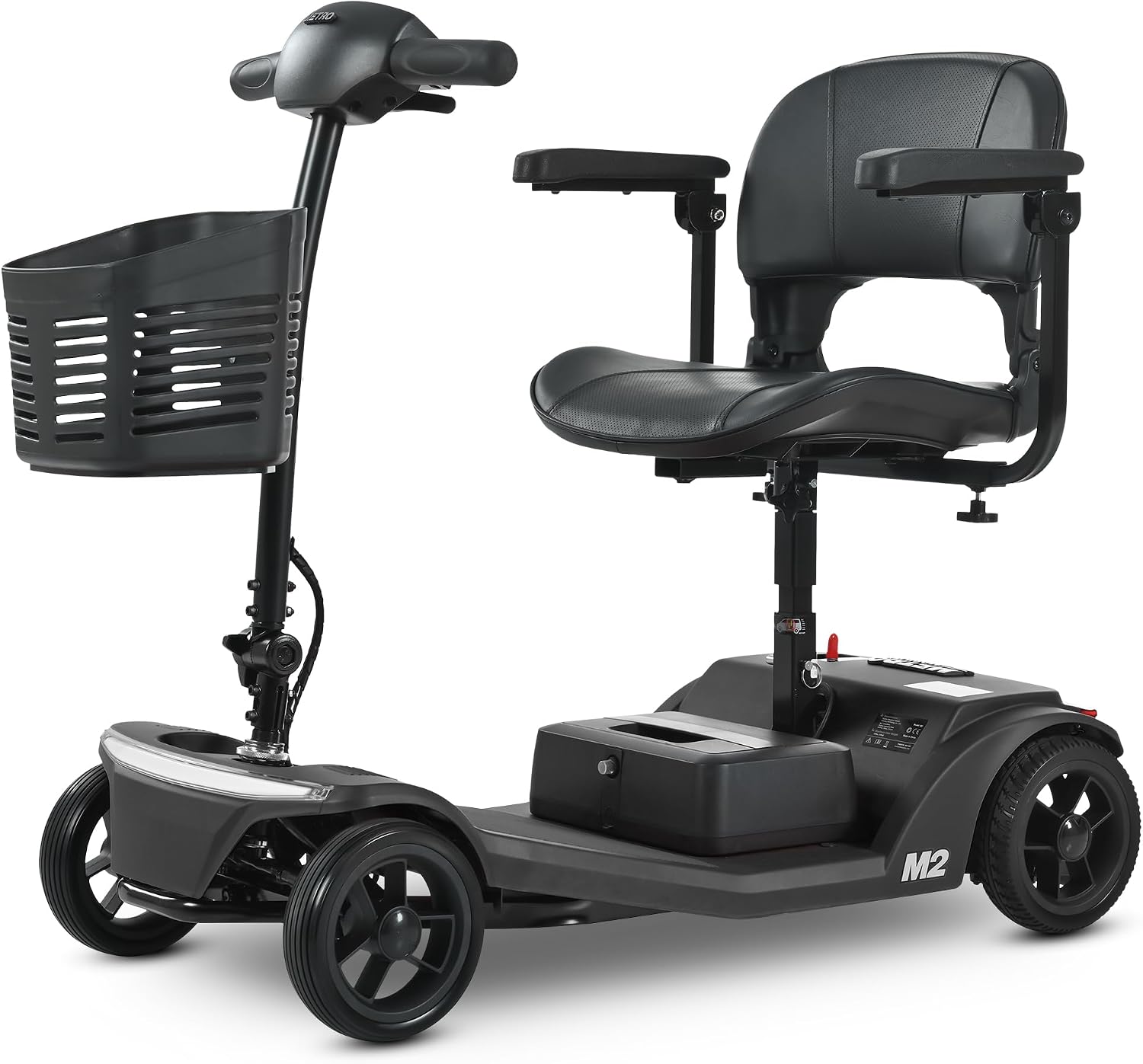 Mobility Scooters for Seniors & Adults 350 Lb Weight Foldable,All-Terrain 4-Wheel Powered Scooter,Lightweight Foldable Disability Electric Wheelchair,Front Rear Led Lights with Basket,Black