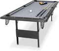GoSports 6 ft Foldable Pool Tables - Portable Billiards Tables with Accessories - Black with Gray Felt or Oak with Black Felt