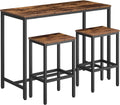 HOOBRO Bar Table and Chairs Set, 47.2' Rectangular Pub Table with 2 Stools for Small Space, High Top Table, 3-Piece Breakfast stools Set, Sturdy Metal Frame, Easy to Assemble, Rustic Brown BF52BT01