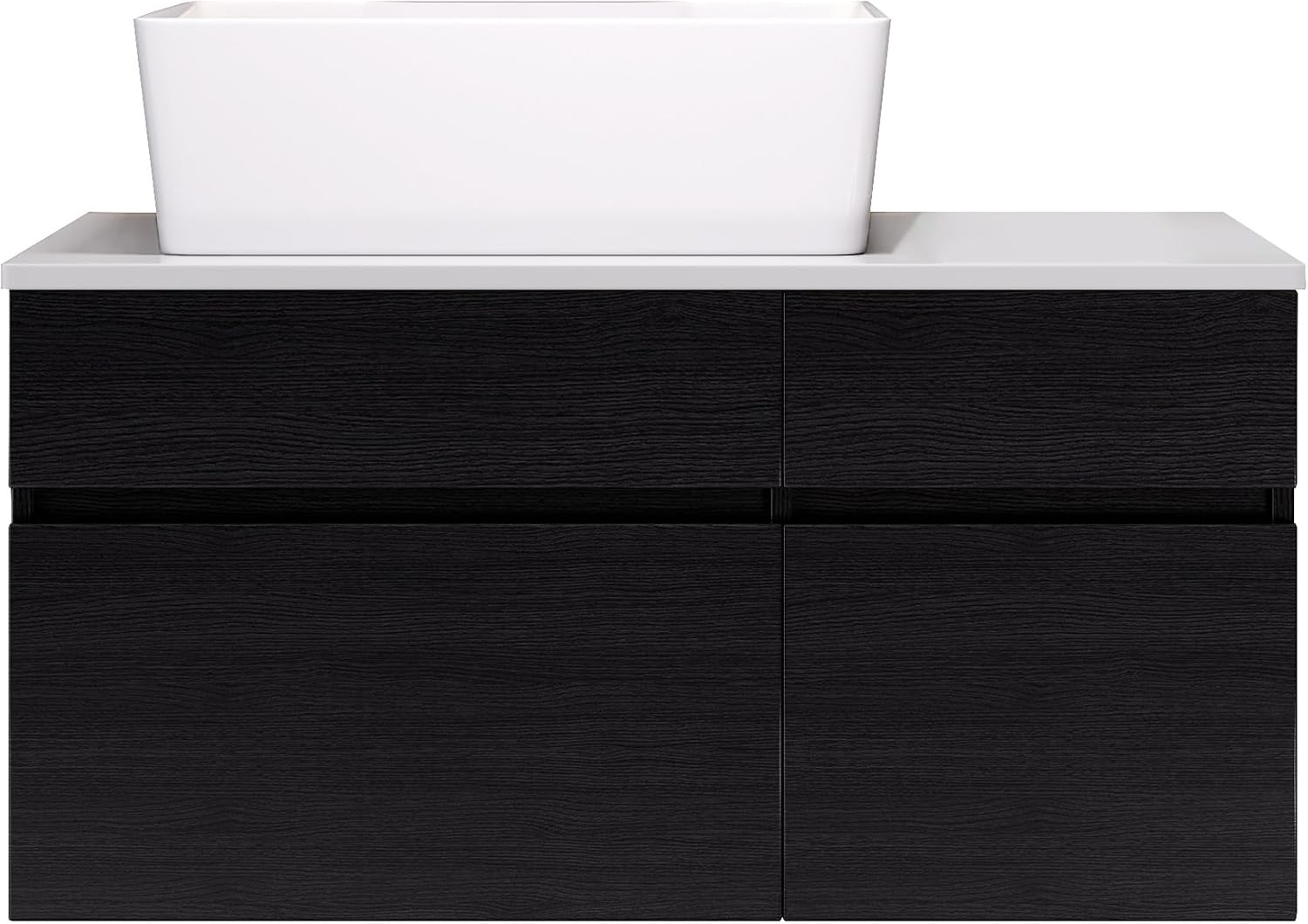 31.5' Bathroom Vanity with Ceramic Sink & MDF Top,Floating Vanity Bathroom Sink Cabinet Wall Mount with Hidden Drawers & Soft Closing Cabinet Door for Organizer