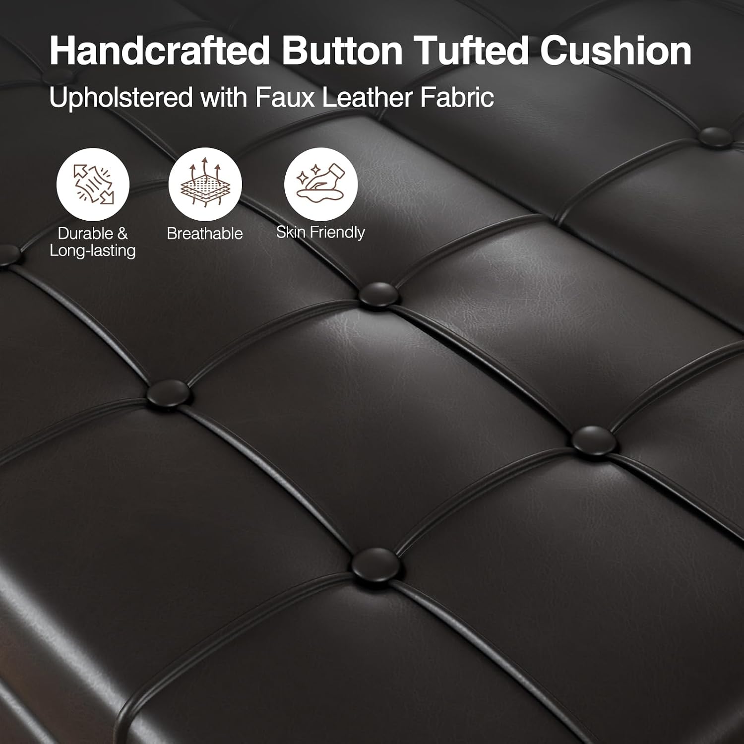 FiveWillowise Square Leather Ottoman with Storage, Faux Leather Coffee Table with Lift Top,Large Upholstered Footrest Stool Toy Box Storage Bench for Bedroom Living Room, Black
