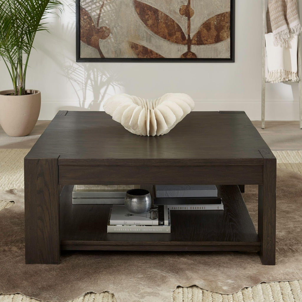 Liberty Furniture Lennox Hill Living Room Opt 3 Piece Set - Square Cocktail Table, 2 End Tables - Bark