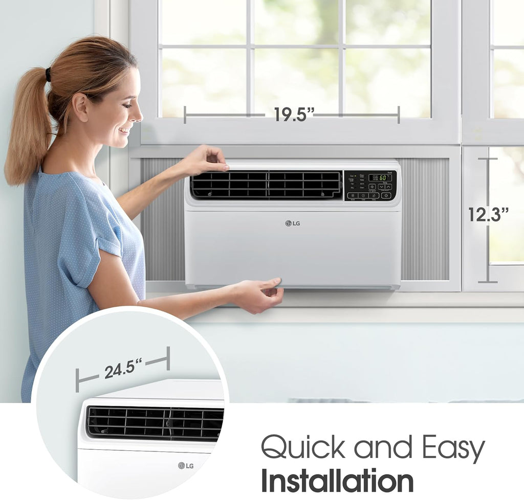 LG 6000 BTU Window Air Conditioner Energy Saving Dual Inverter, Remote Control, WiFi, LG ThinQ, Alexa, Hey Google Enabled Washable Filer Ultra-Quiet Cools Small Room up to 250 Sq.Ft White LW6023IVSM