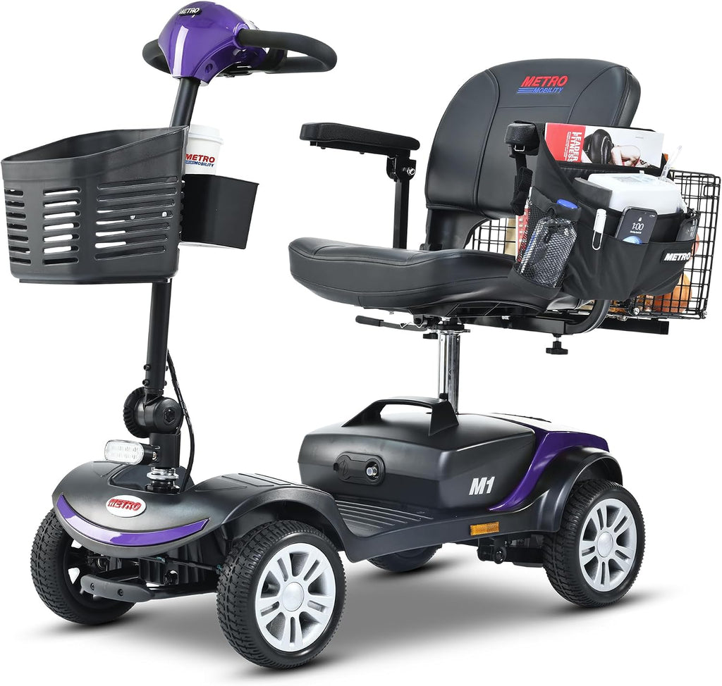 4 Wheel Metro Mobility Scooter for Adults-Motorized Scooter for Seniors-300 lbs Max Weight Capacity-Long Range and Removable Battery-300W Powerful Motor-M1 Purple
