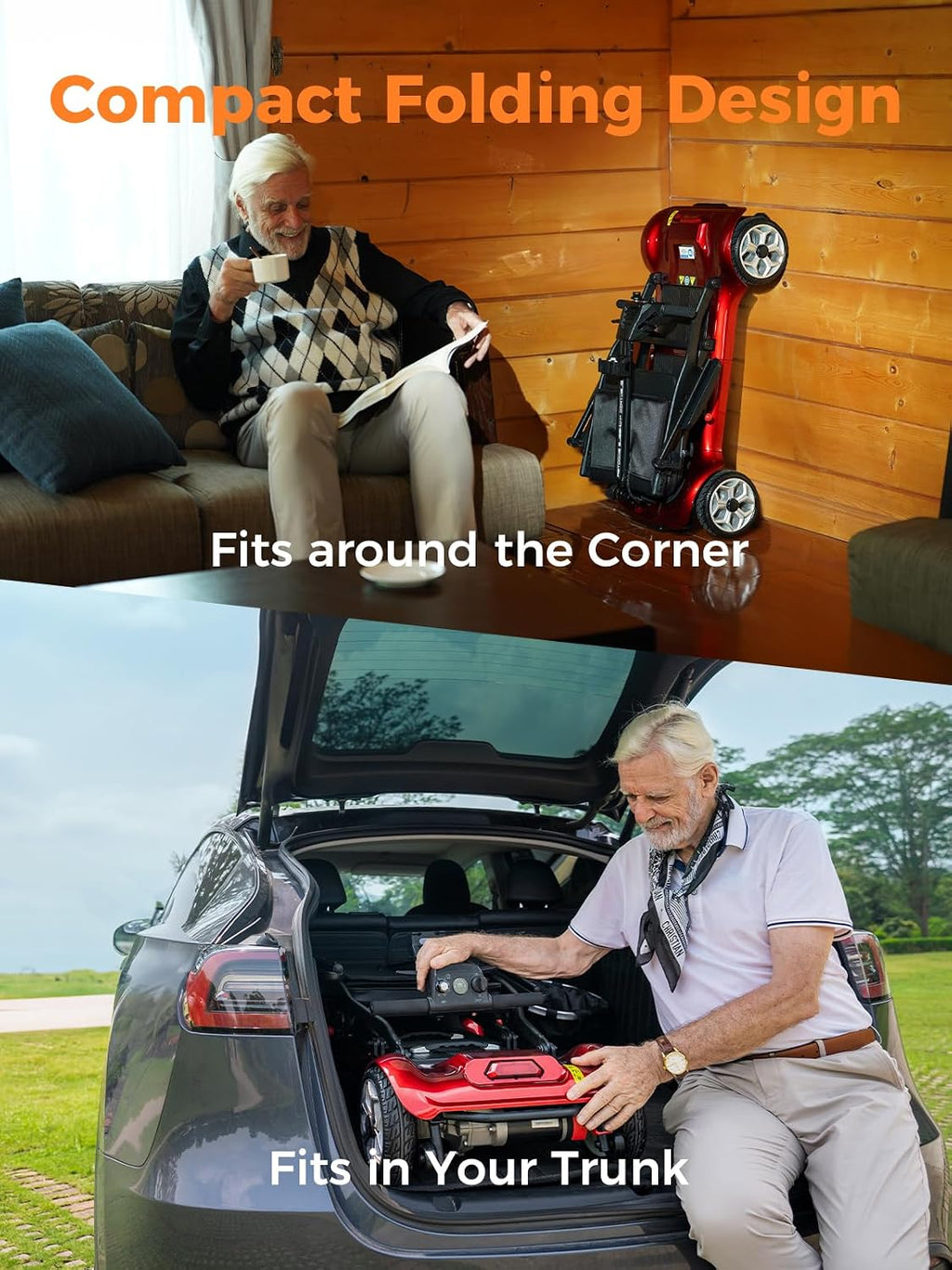 ENGWE Ease2 Pro Mobility Scooter, Lightweight Folding Mobility Scooters for Adults Seniors, 15Miles Long Travel Removable 384WH Lithium Batteries(Red)